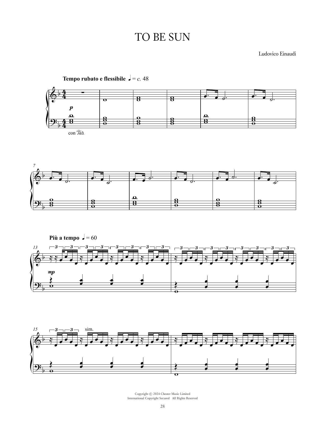 Ludovico Einaudi To Be Sun sheet music notes and chords arranged for Piano Solo