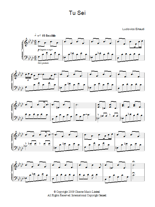 Ludovico Einaudi Tu Sei sheet music notes and chords arranged for Piano Solo