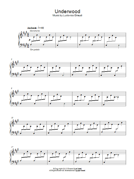 Ludovico Einaudi Underwood sheet music notes and chords arranged for Violin Solo