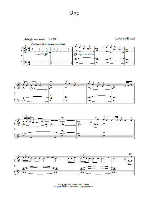 Ludovico Einaudi Uno sheet music notes and chords arranged for Piano Solo