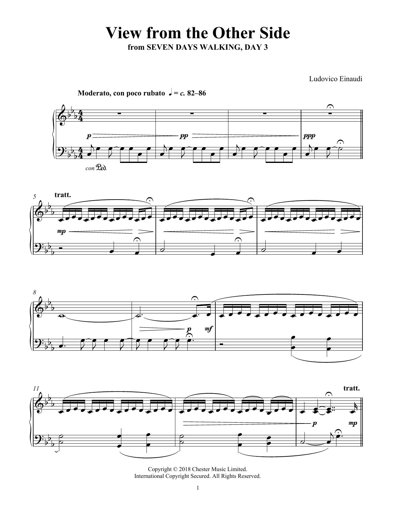 Ludovico Einaudi View From The Other Side (from Seven Days Walking: Day 3) sheet music notes and chords arranged for Piano Solo