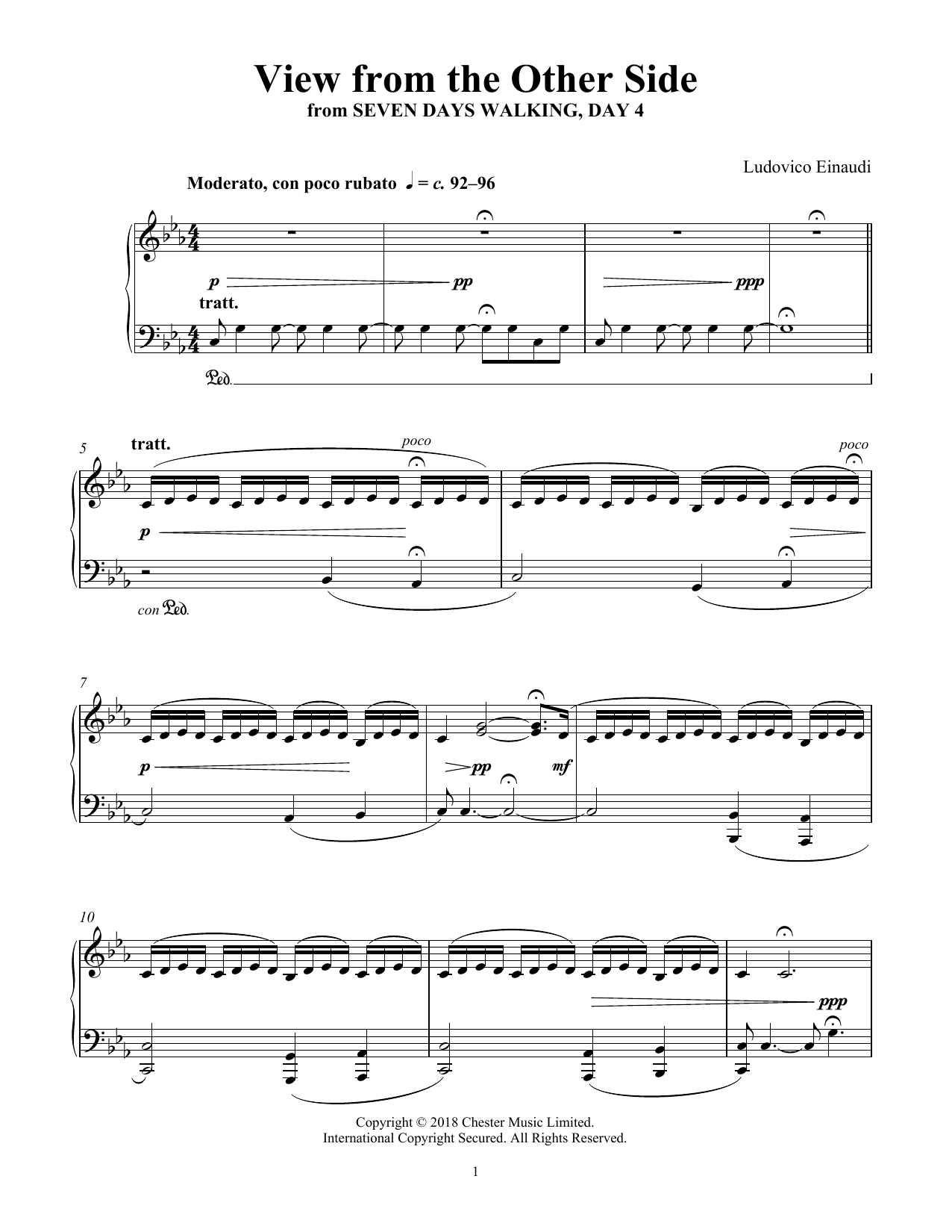 Ludovico Einaudi View from the Other Side (from Seven Days Walking: Day 4) sheet music notes and chords arranged for Piano Solo