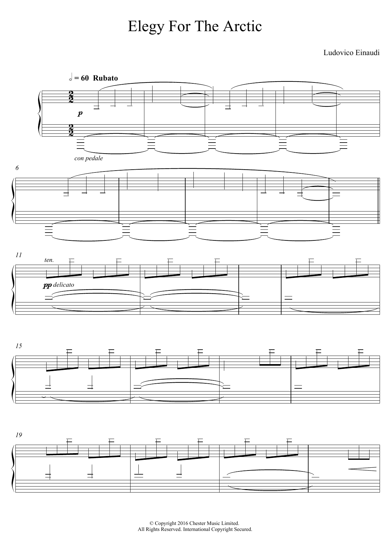 Ludovico Einaudi Elegy For The Arctic sheet music notes and chords arranged for Piano Solo