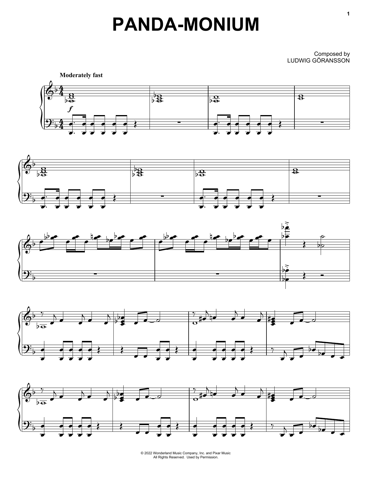 Ludwig Göransson Panda-monium (from Turning Red) sheet music notes and chords arranged for Piano Solo