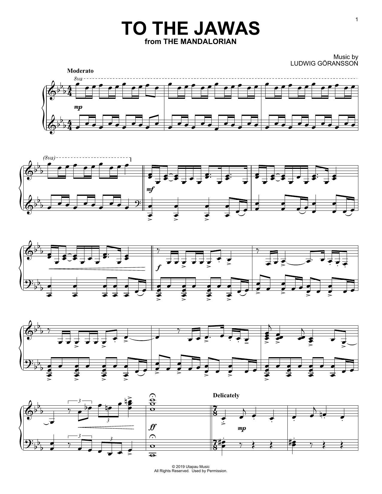 Ludwig Göransson To The Jawas (from Star Wars: The Mandalorian) sheet music notes and chords arranged for Piano Solo