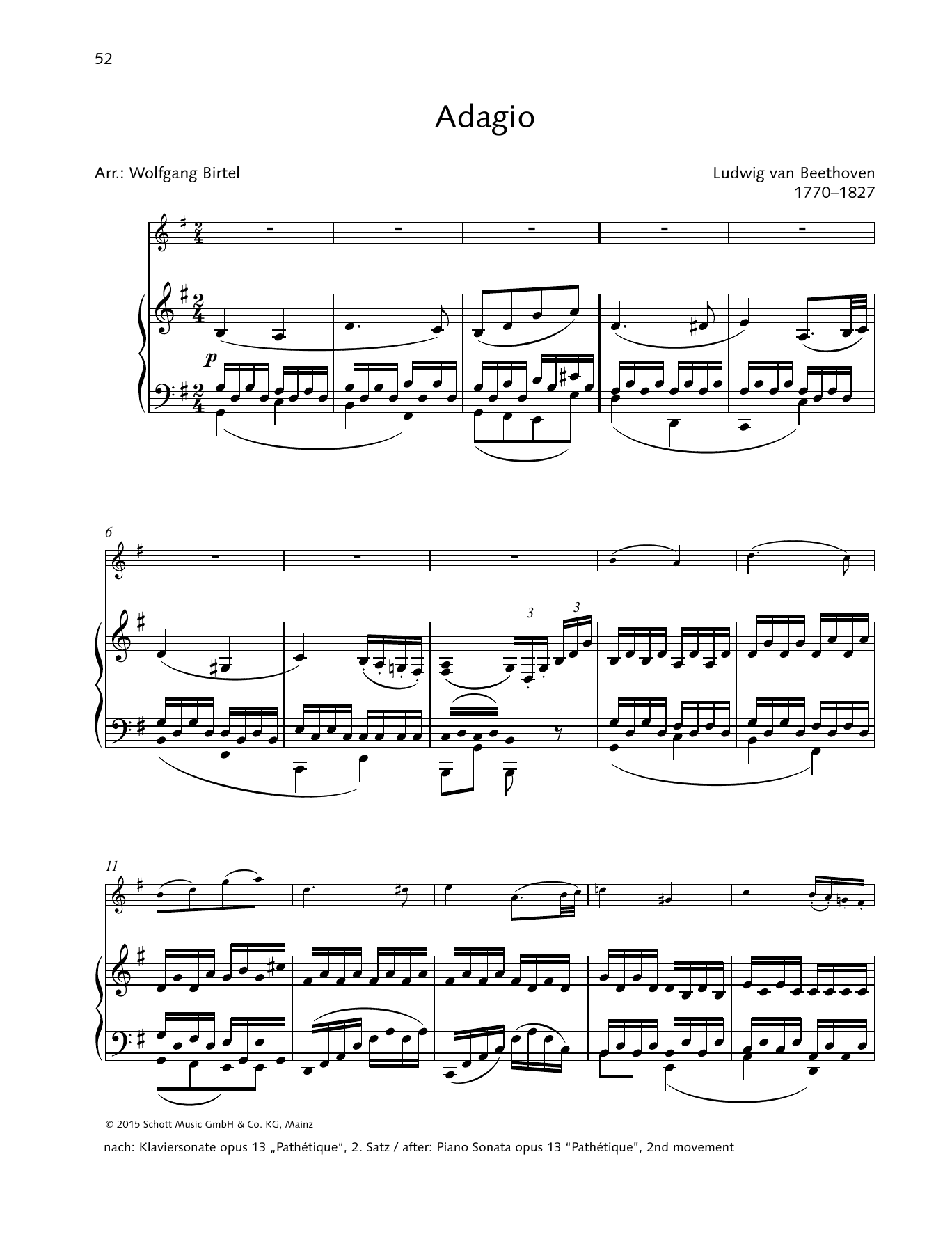 Ludwig van Beethoven Adagio sheet music notes and chords arranged for String Solo