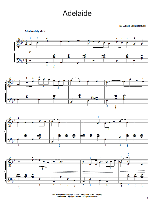 Ludwig van Beethoven Adelaide, Op. 46 sheet music notes and chords arranged for Solo Guitar