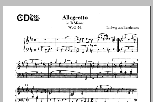 Ludwig van Beethoven Allegretto In B Minor, Woo 61 sheet music notes and chords arranged for Piano Solo