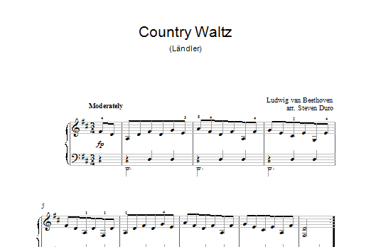 Ludwig van Beethoven Country Waltz (Ländler ) sheet music notes and chords arranged for Piano Solo