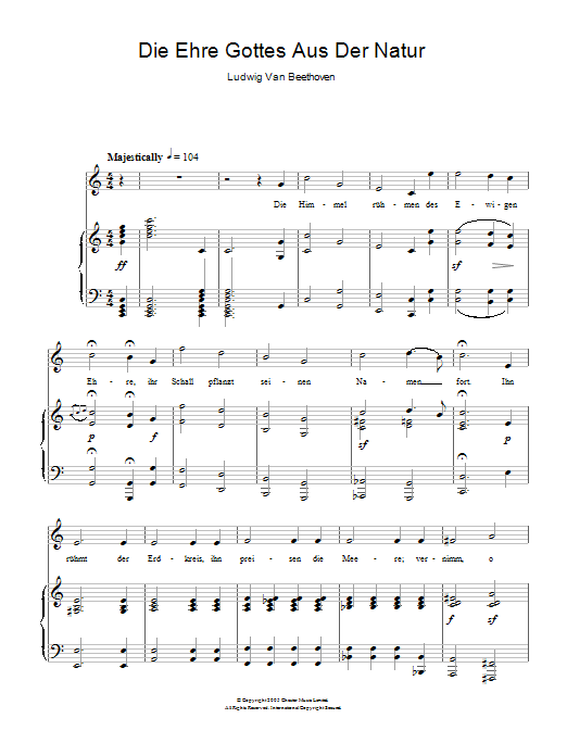 Ludwig van Beethoven Die Ehre Gottes Aus Der Natur Op.48 No.4 sheet music notes and chords arranged for Piano & Vocal
