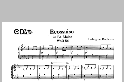 Ludwig van Beethoven Ecossaise In E-Flat Major, WoO 86 sheet music notes and chords arranged for Piano Solo