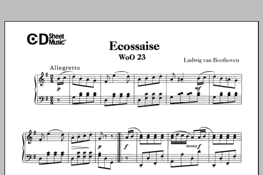 Ludwig van Beethoven Ecossaise, Woo 23 sheet music notes and chords arranged for Piano Solo