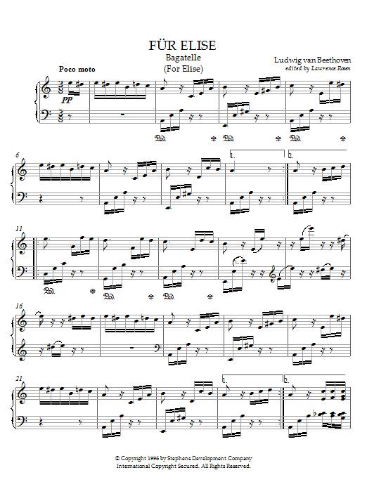 Ludwig van Beethoven Fur Elise sheet music notes and chords arranged for Guitar Ensemble