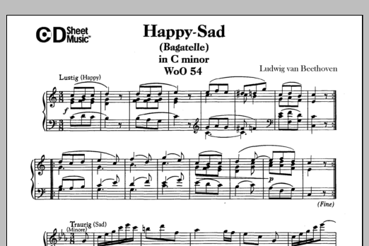 Ludwig van Beethoven Happy-sad (bagatelle) In C Major (lustig-traurig), Woo 54 sheet music notes and chords arranged for Piano Solo