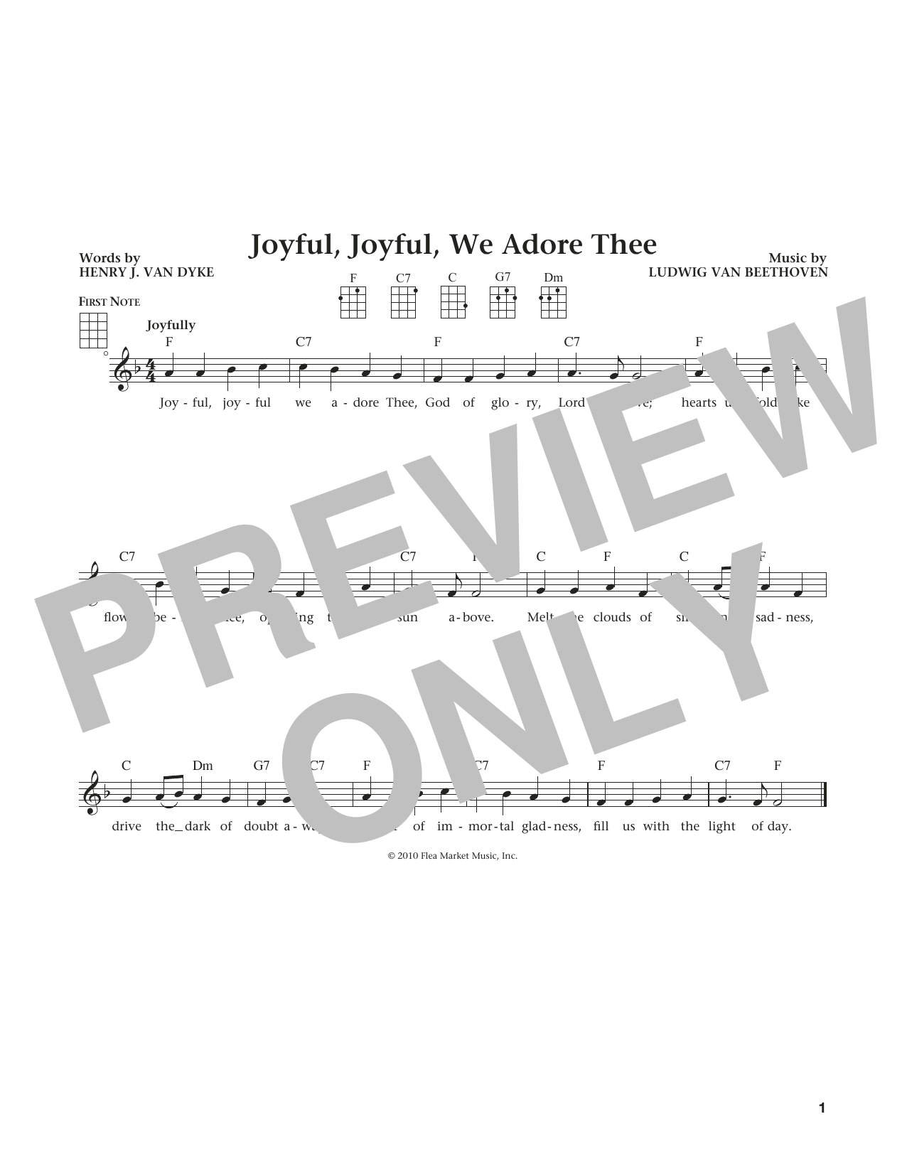 Ludwig van Beethoven Joyful, Joyful, We Adore Thee (from The Daily Ukulele) (arr. Liz and Jim Beloff) sheet music notes and chords arranged for Ukulele