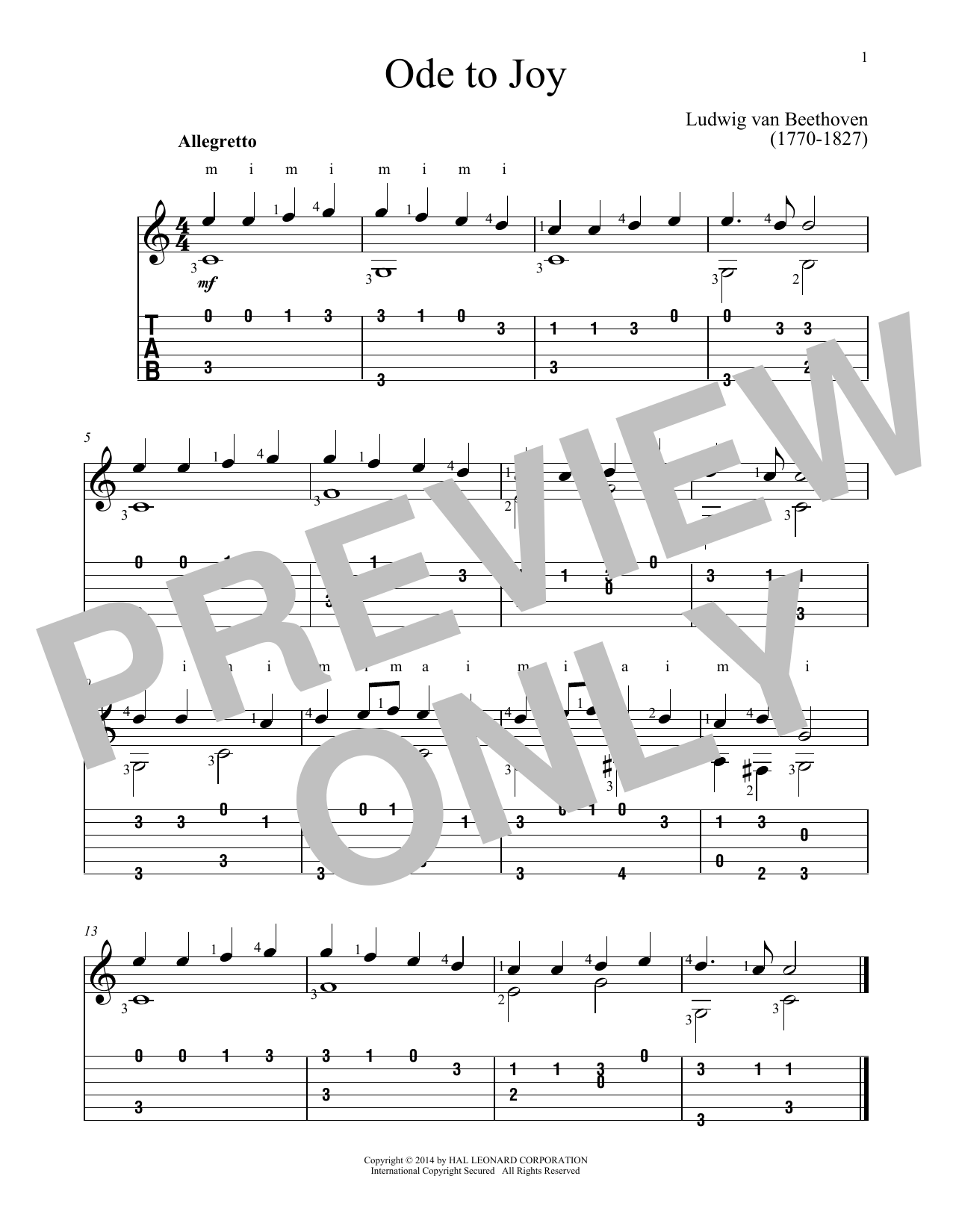 Ludwig van Beethoven Ode To Joy (arr. John Hill) sheet music notes and chords arranged for Solo Guitar