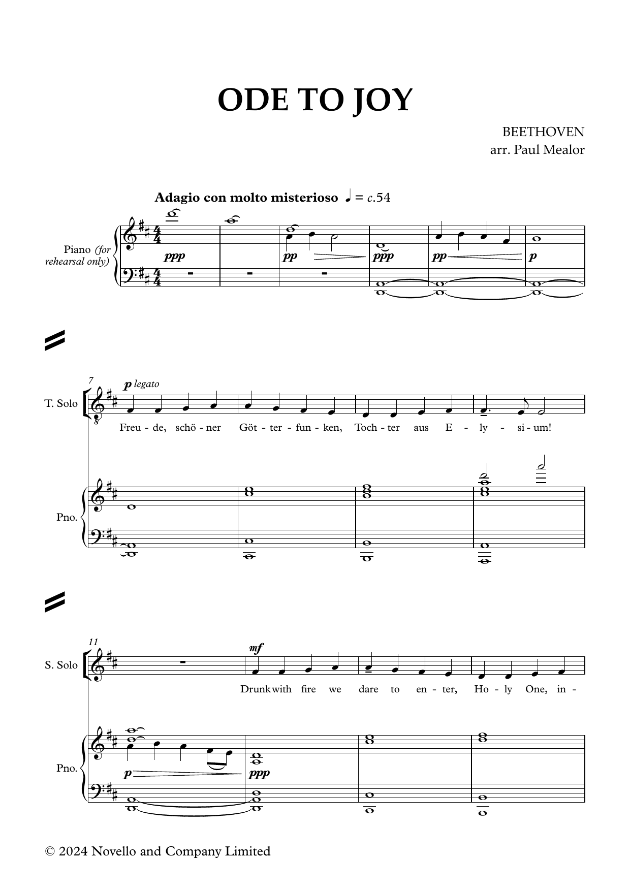 Ludwig van Beethoven Ode To Joy (arr. Paul Mealor) sheet music notes and chords arranged for SATB Choir