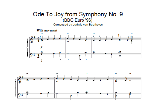 Ludwig van Beethoven Ode To Joy from Symphony No. 9 sheet music notes and chords arranged for Piano Solo