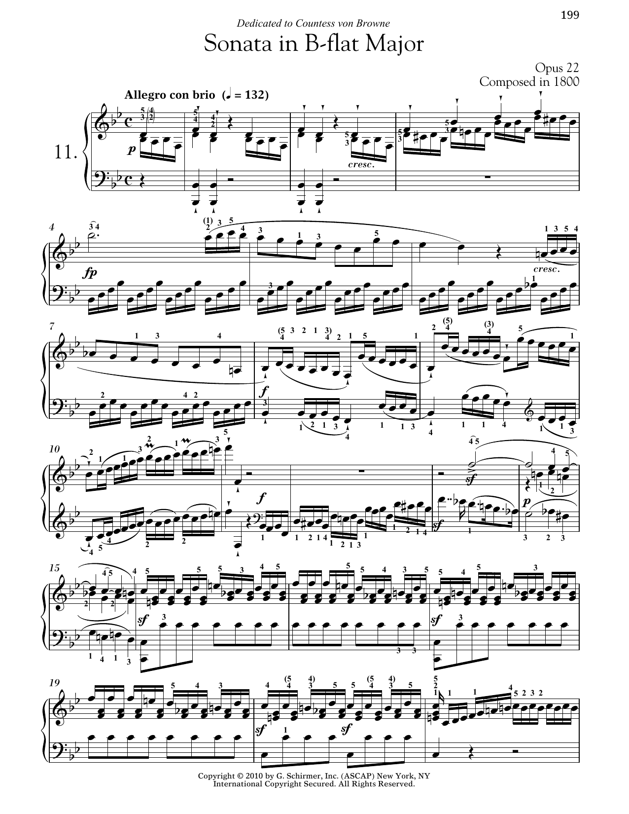 Ludwig van Beethoven Piano Sonata No. 11 In B-flat Major, Op. 22 sheet music notes and chords arranged for Piano Solo
