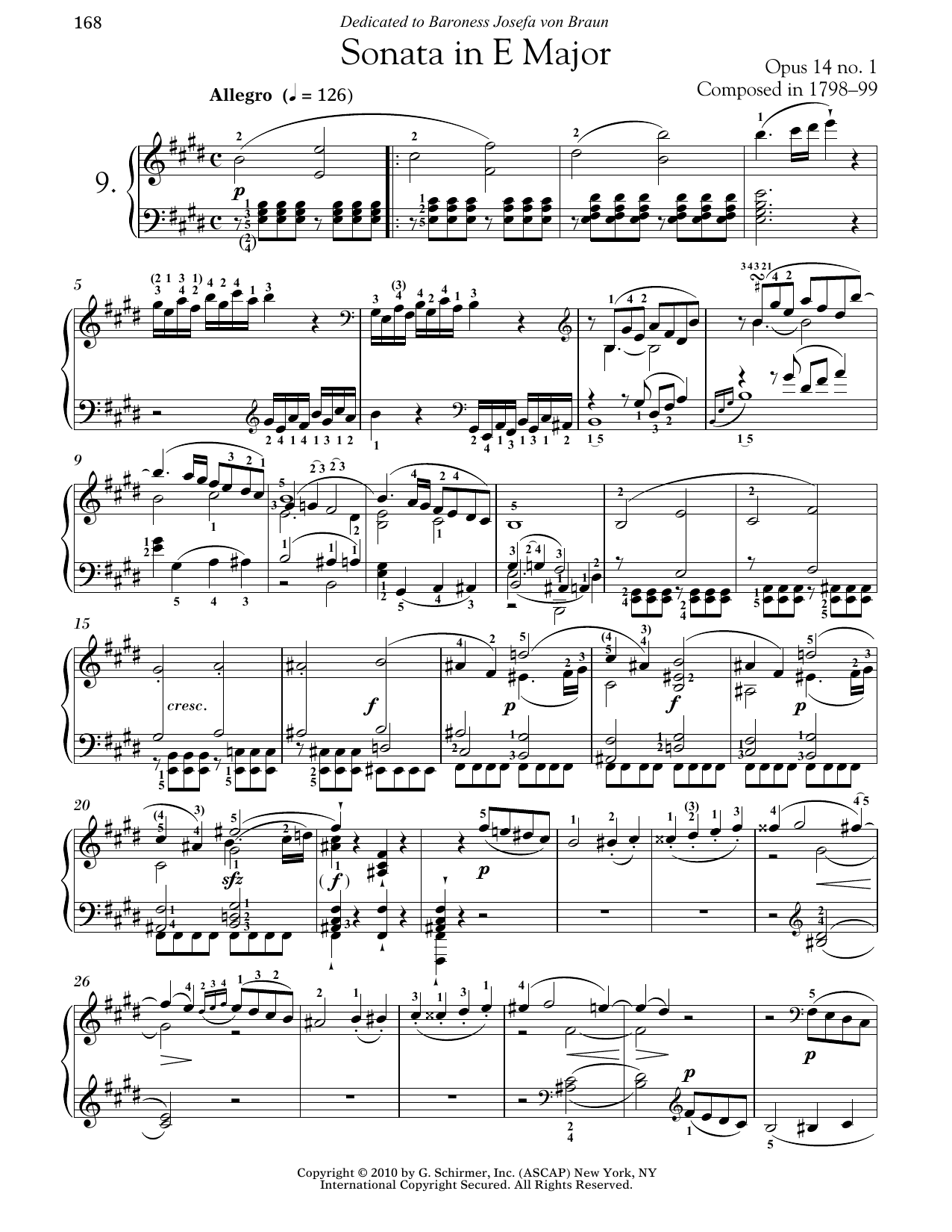 Ludwig van Beethoven Piano Sonata No. 9 In E Major, Op. 14, No. 1 sheet music notes and chords arranged for Piano Solo