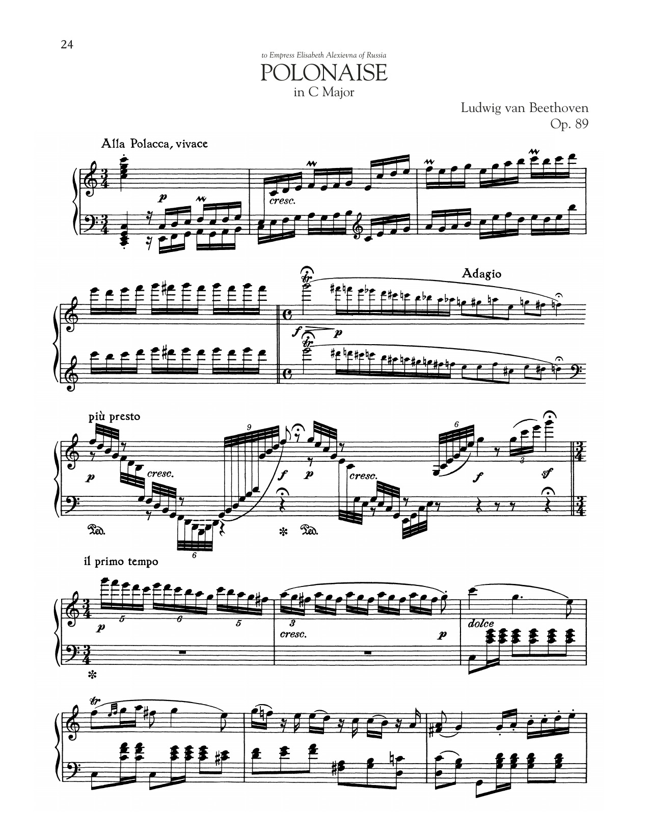 Ludwig van Beethoven Polonaise, Op. 89 sheet music notes and chords arranged for Piano Solo