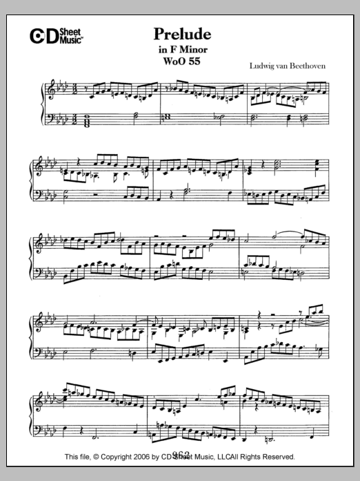 Ludwig van Beethoven Prelude In F Minor, Woo 55 sheet music notes and chords arranged for Piano Solo
