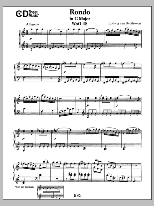 Ludwig van Beethoven Rondo In C Major, Woo 48 sheet music notes and chords arranged for Piano Solo