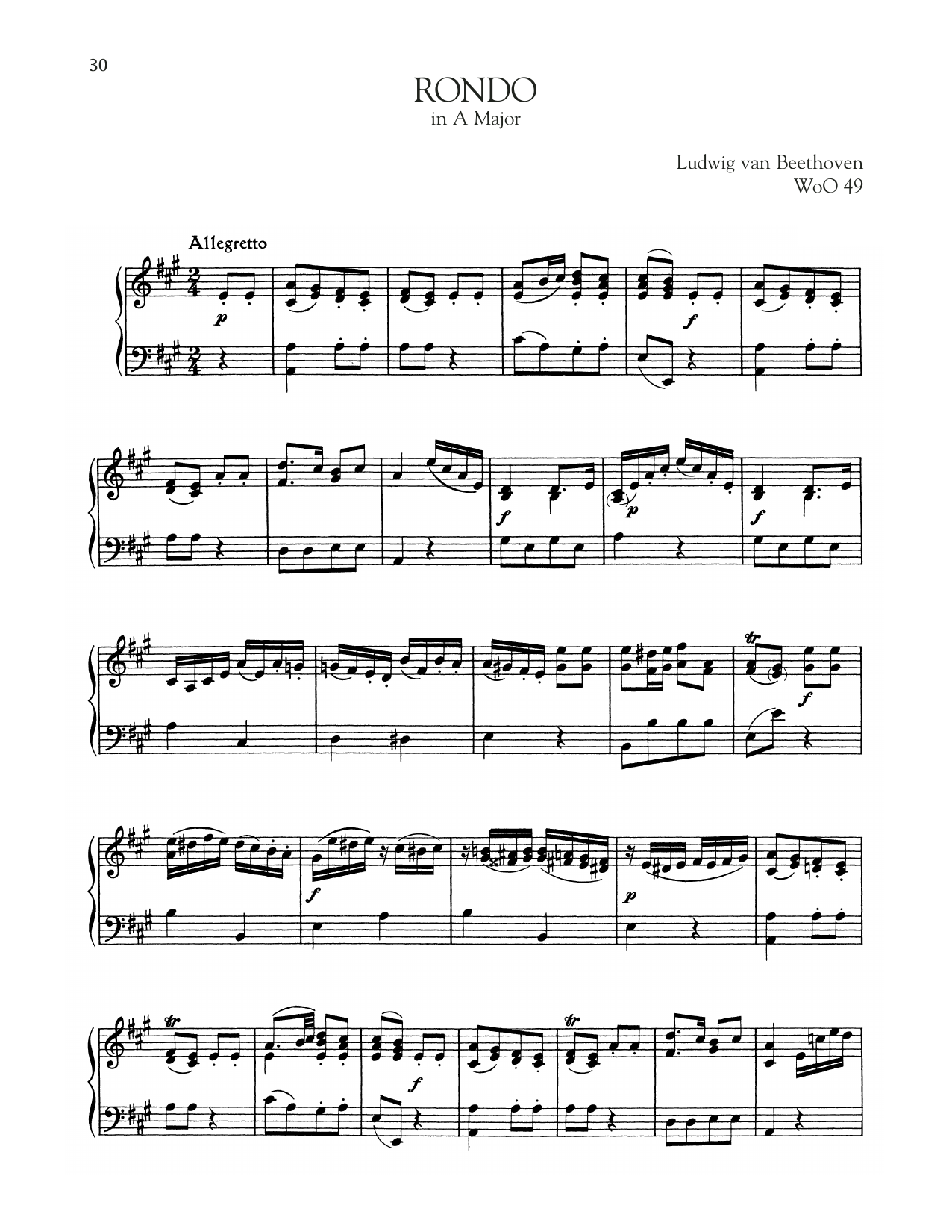 Ludwig van Beethoven Rondo, WoO 49 sheet music notes and chords arranged for Piano Solo