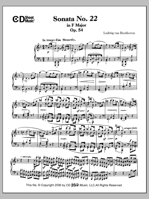 Ludwig van Beethoven Sonata No. 22 In F Major, Op. 54 sheet music notes and chords arranged for Piano Solo