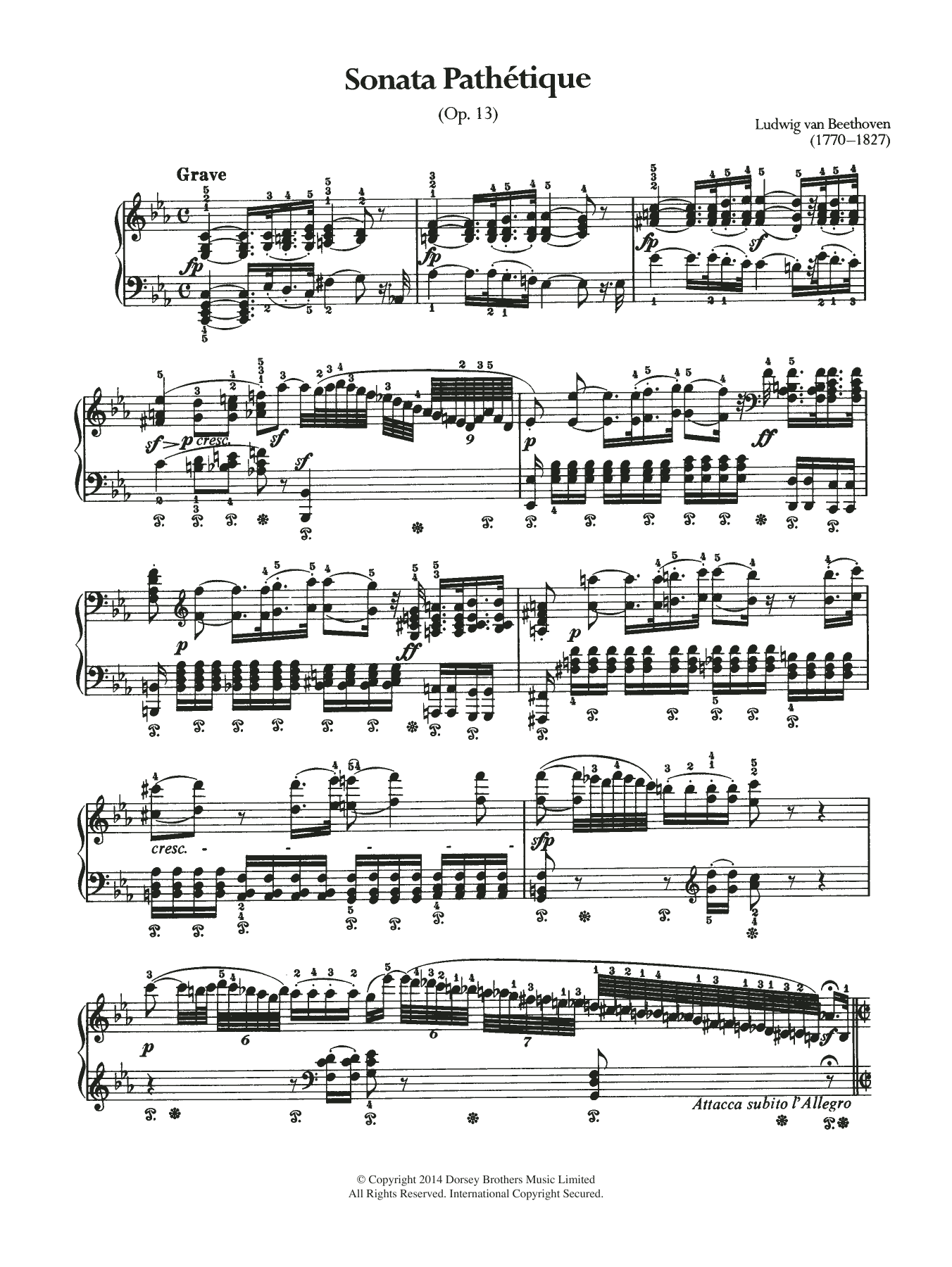 Ludwig van Beethoven Sonata Pathetique, Op.13 (1st-3rd Movements) sheet music notes and chords arranged for Piano Solo