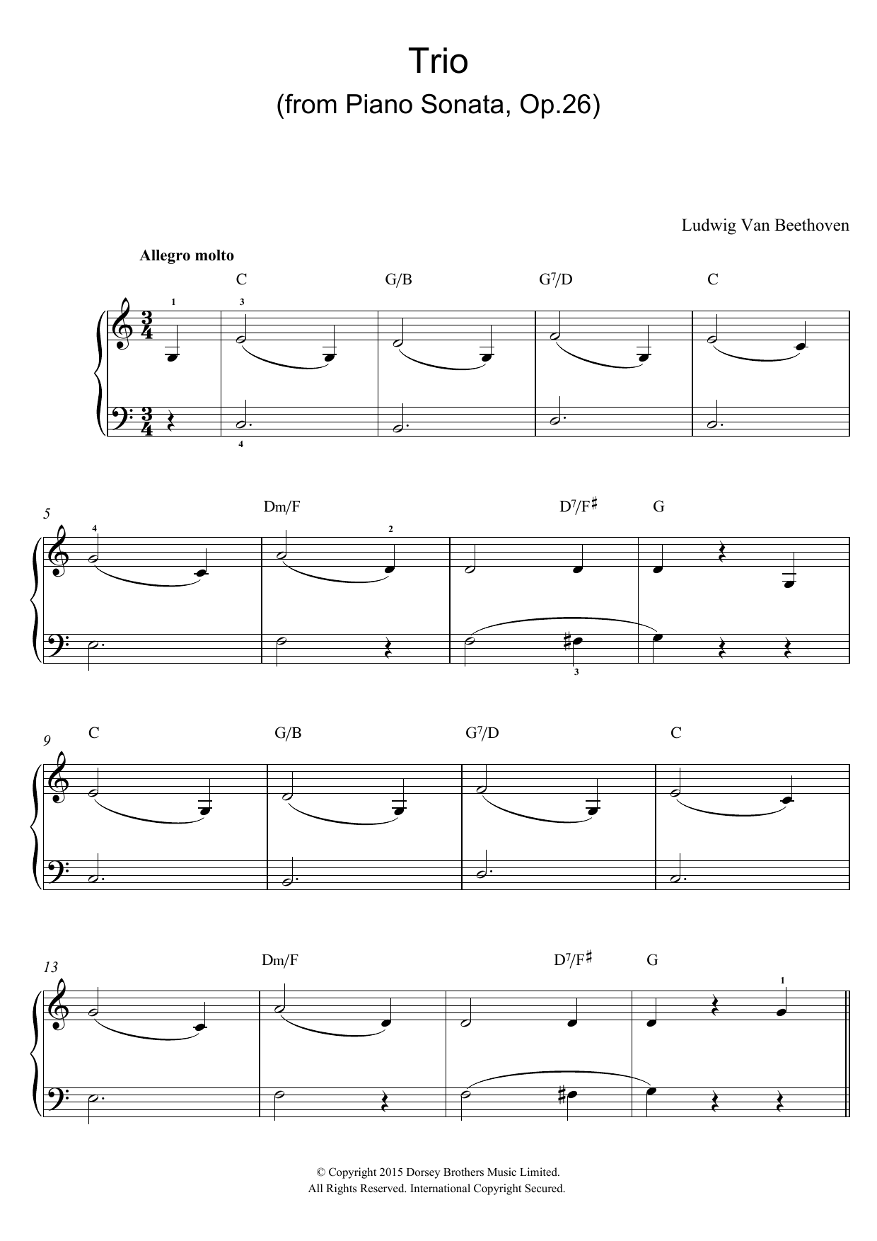Ludwig van Beethoven Trio (From Piano Sonata In A Flat, Op.26) sheet music notes and chords arranged for Piano, Vocal & Guitar Chords