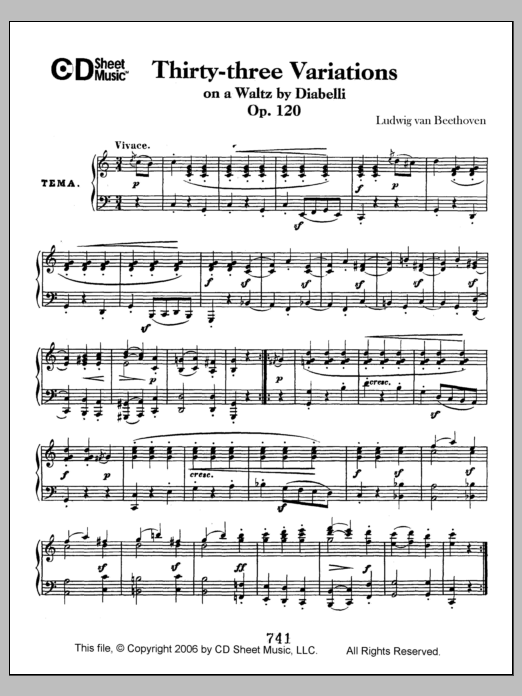 Ludwig van Beethoven Variations (33) On A Waltz By Diabelli, Op. 120 sheet music notes and chords arranged for Piano Solo