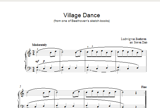 Ludwig van Beethoven Village Dance sheet music notes and chords arranged for Piano Solo