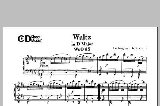 Ludwig van Beethoven Waltz In D Major, Woo 85 sheet music notes and chords arranged for Piano Solo