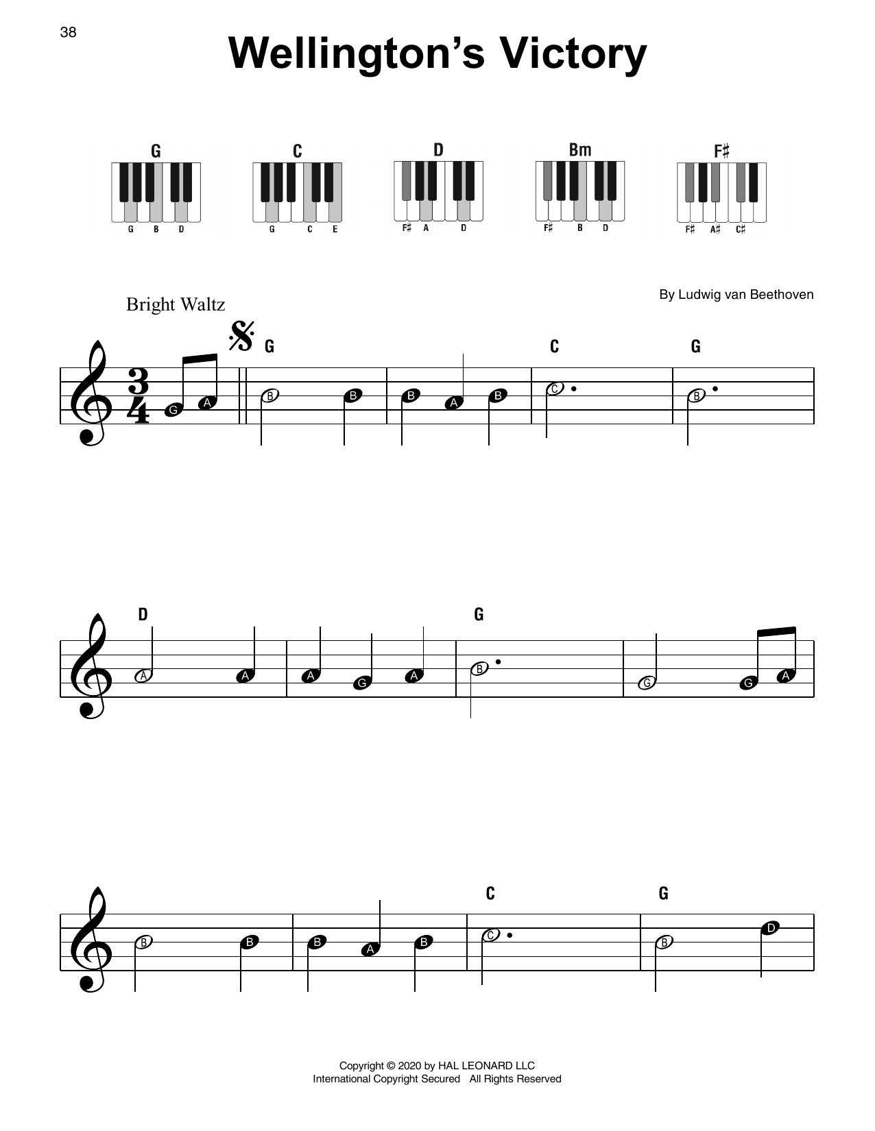 Ludwig van Beethoven Wellington's Victory sheet music notes and chords arranged for Piano Solo