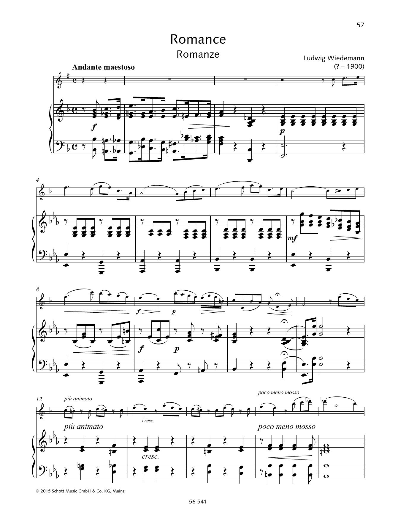 Ludwig Wiedemann Romance sheet music notes and chords arranged for Woodwind Solo
