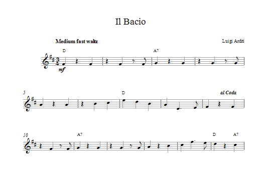 Luigi Arditi Il Bacio (The Kiss) sheet music notes and chords arranged for Lead Sheet / Fake Book