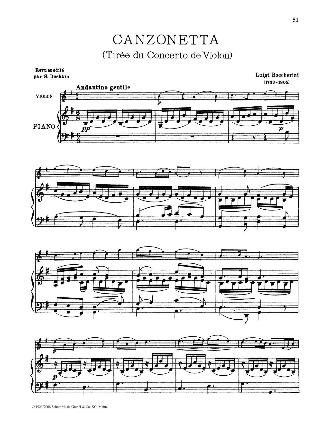 Luigi Boccherini Canzonetta sheet music notes and chords arranged for String Solo
