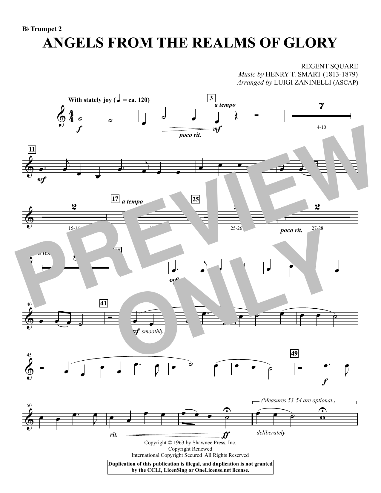 Luigi Zaninelli Angels from the Realms of Glory - Bb Trumpet 2 sheet music notes and chords. Download Printable PDF.