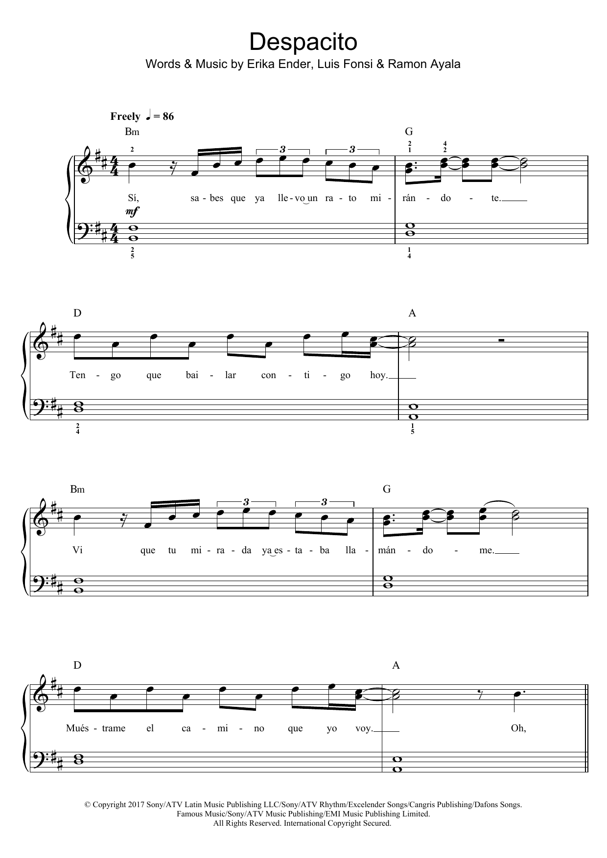 Luis Fonsi & Daddy Yankee feat. Justin Bieber Despacito sheet music notes and chords arranged for Lead Sheet / Fake Book
