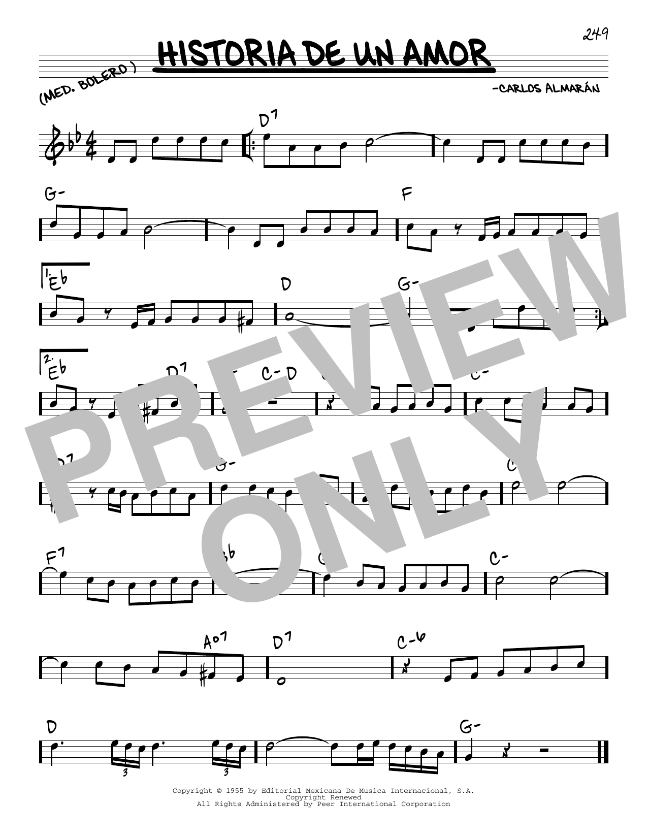 Luis Miguel Historia De Un Amor sheet music notes and chords arranged for Real Book – Melody & Chords