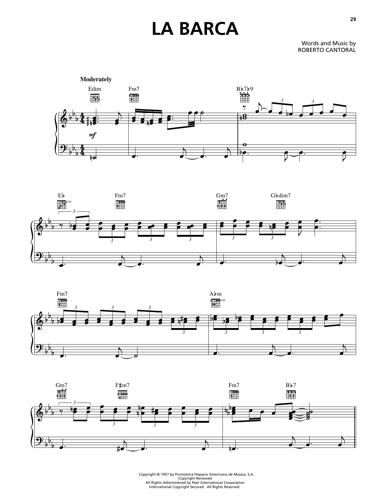 Luis Miguel La Barca sheet music notes and chords arranged for Piano, Vocal & Guitar Chords (Right-Hand Melody)