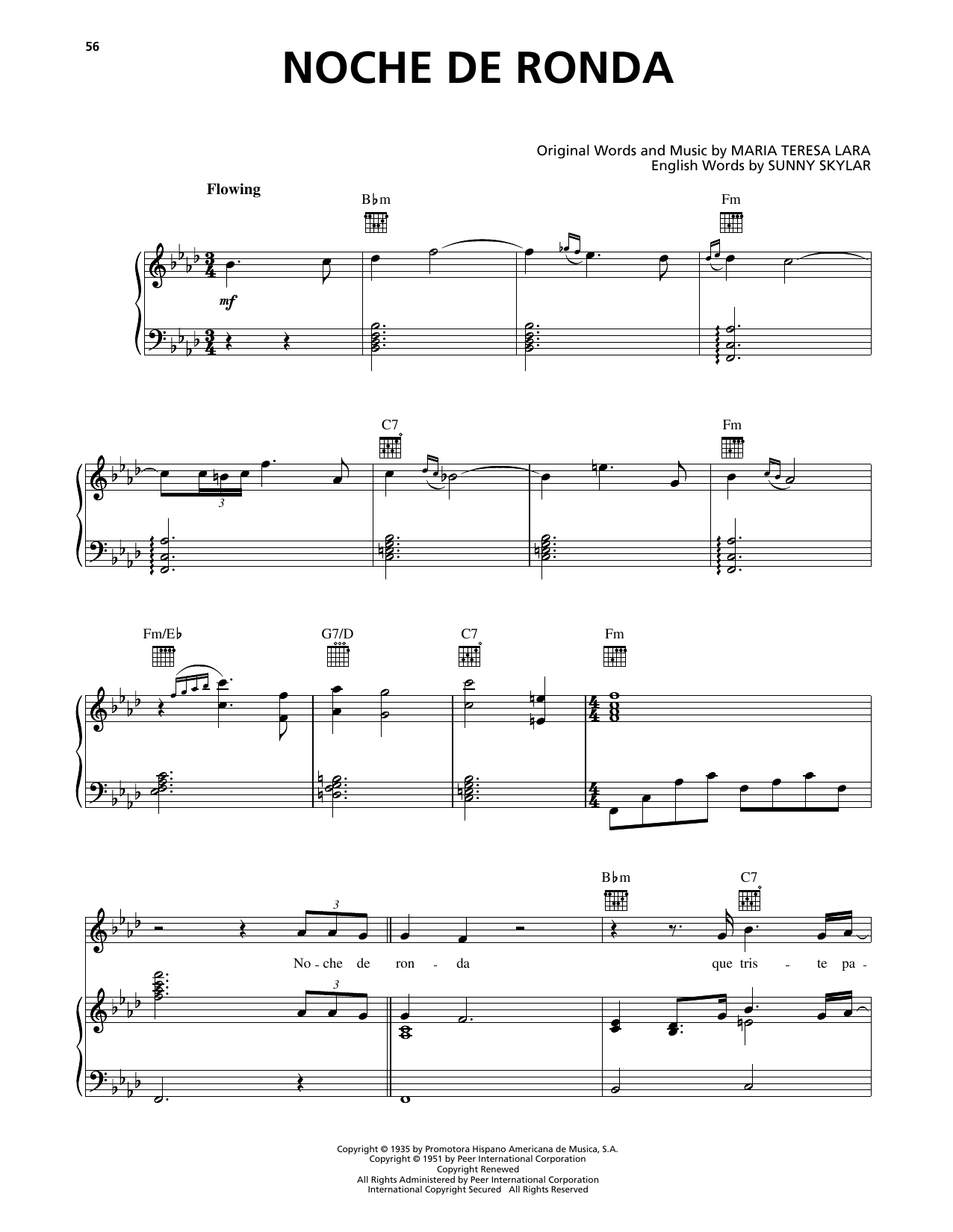 Luis Miguel Noche De Ronda (Be Mine Tonight) sheet music notes and chords arranged for Piano, Vocal & Guitar Chords (Right-Hand Melody)