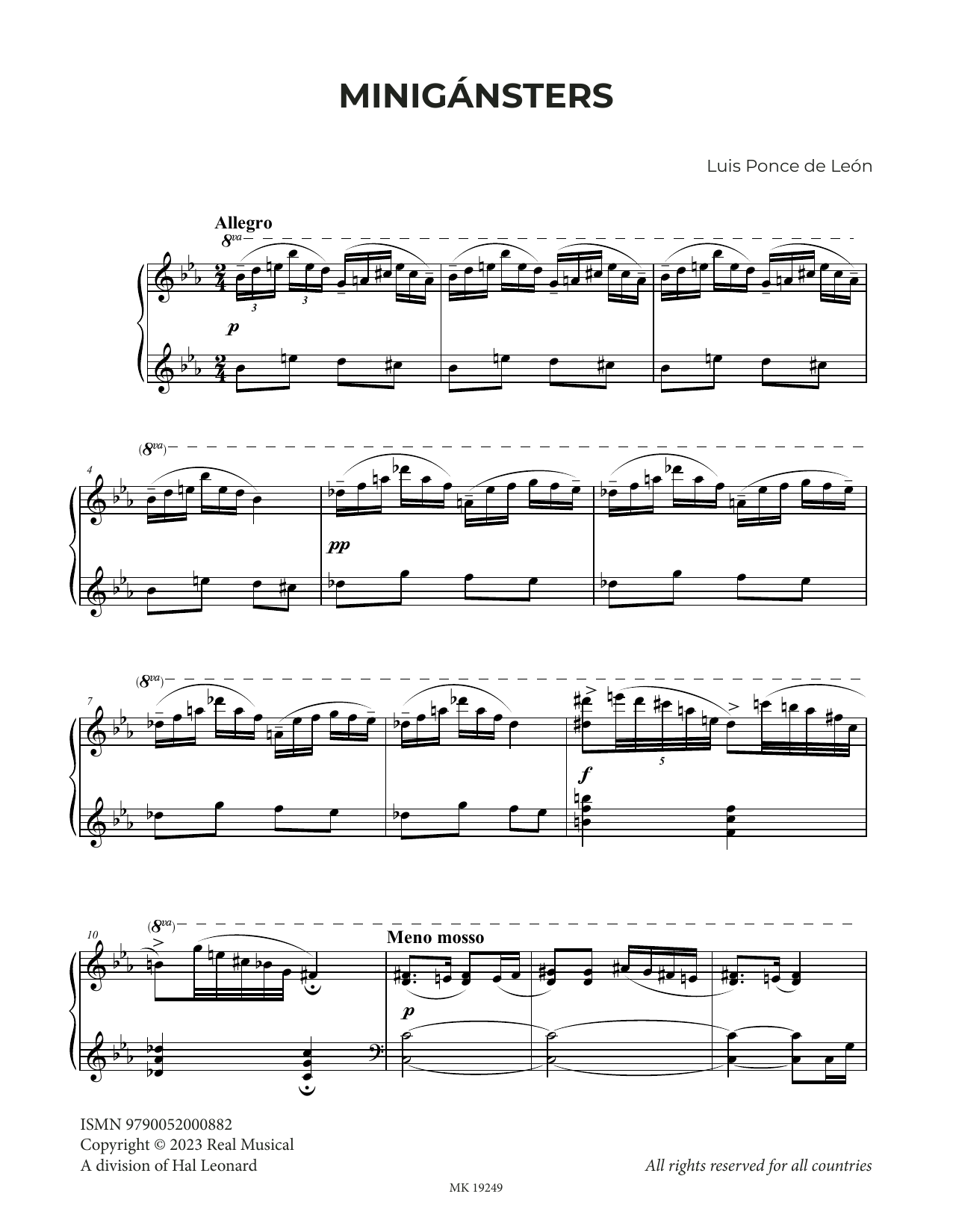 Luis Ponce de León Minigánsters sheet music notes and chords arranged for Piano Solo