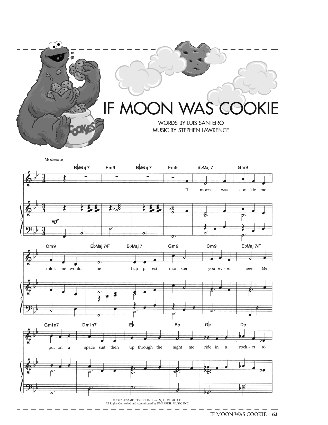 Luis Santeiro If Moon Was Cookie (from Sesame Street) sheet music notes and chords arranged for Piano, Vocal & Guitar Chords (Right-Hand Melody)