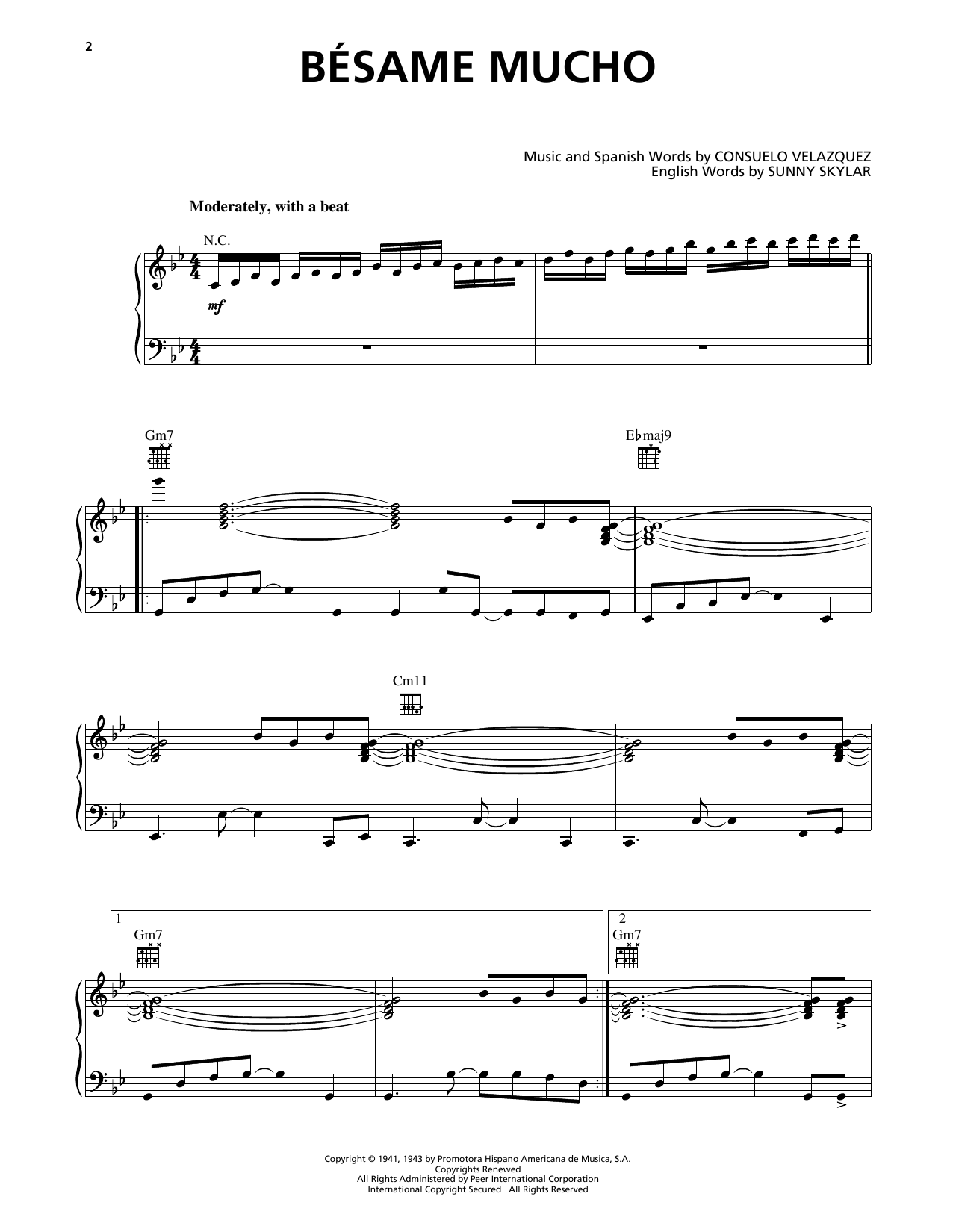 Luis Miguel Bésame Mucho (Kiss Me Much) sheet music notes and chords arranged for Piano, Vocal & Guitar Chords (Right-Hand Melody)