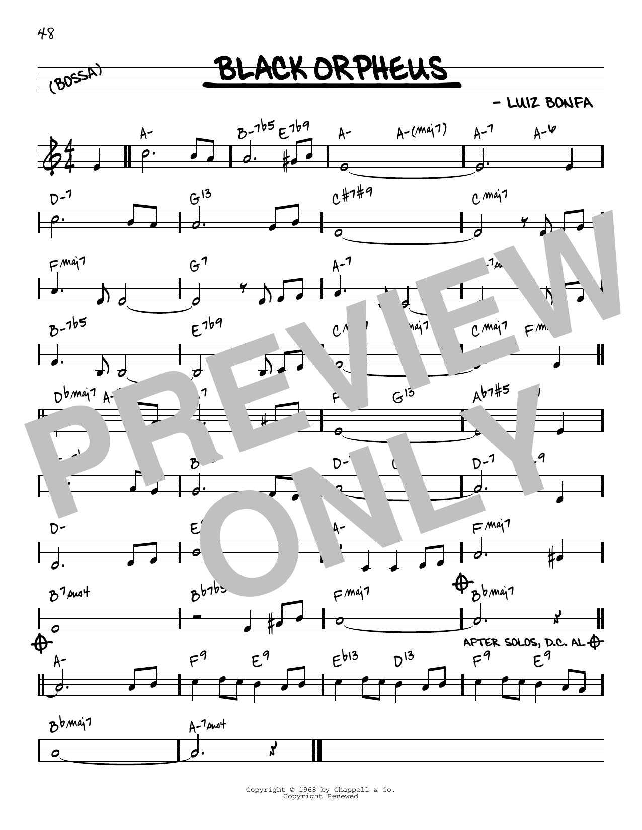 Luiz Bonfa Black Orpheus [Reharmonized version] (arr. Jack Grassel) sheet music notes and chords arranged for Real Book – Melody & Chords