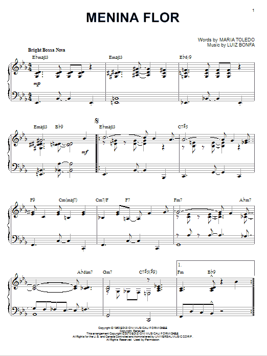Luiz Bonfa Menina Flor [Jazz version] (arr. Brent Edstrom) sheet music notes and chords arranged for Piano Solo