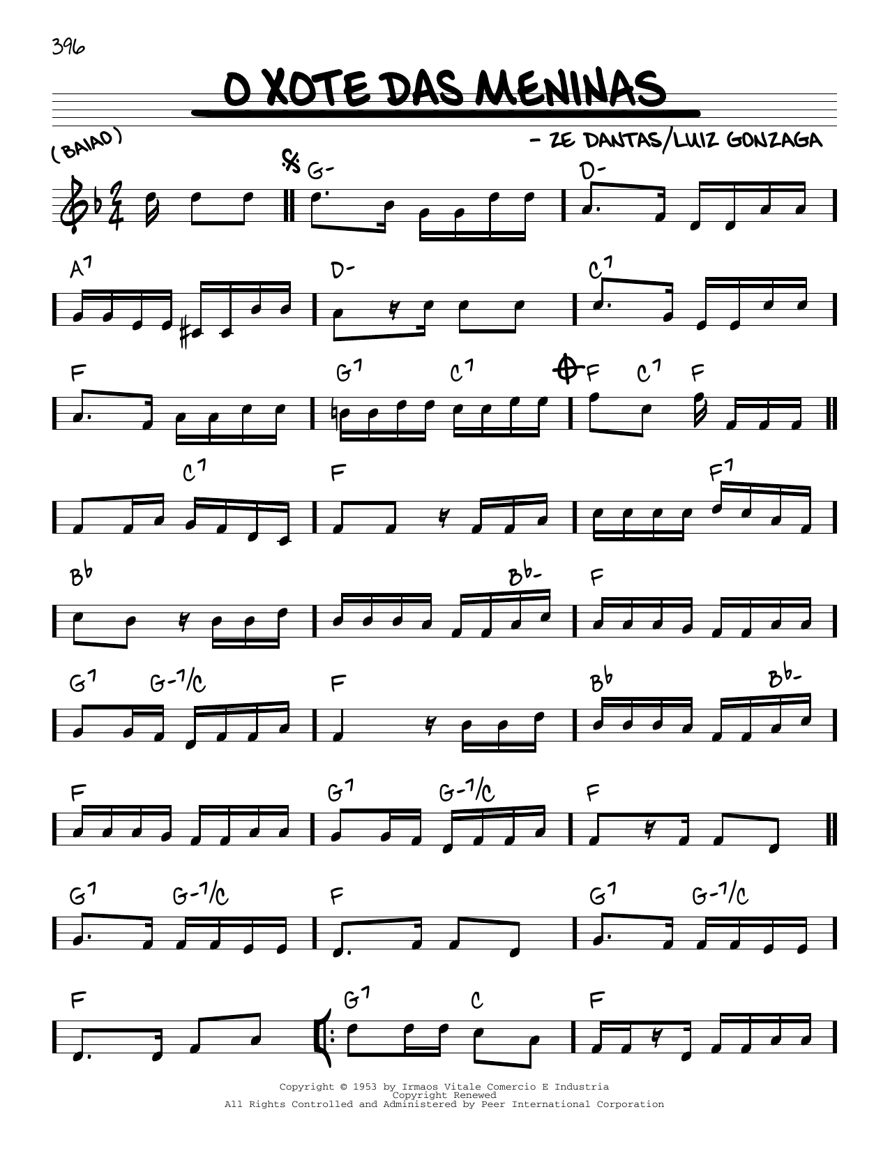 Luiz Gonzaga O Xote Das Meninas sheet music notes and chords arranged for Real Book – Melody & Chords
