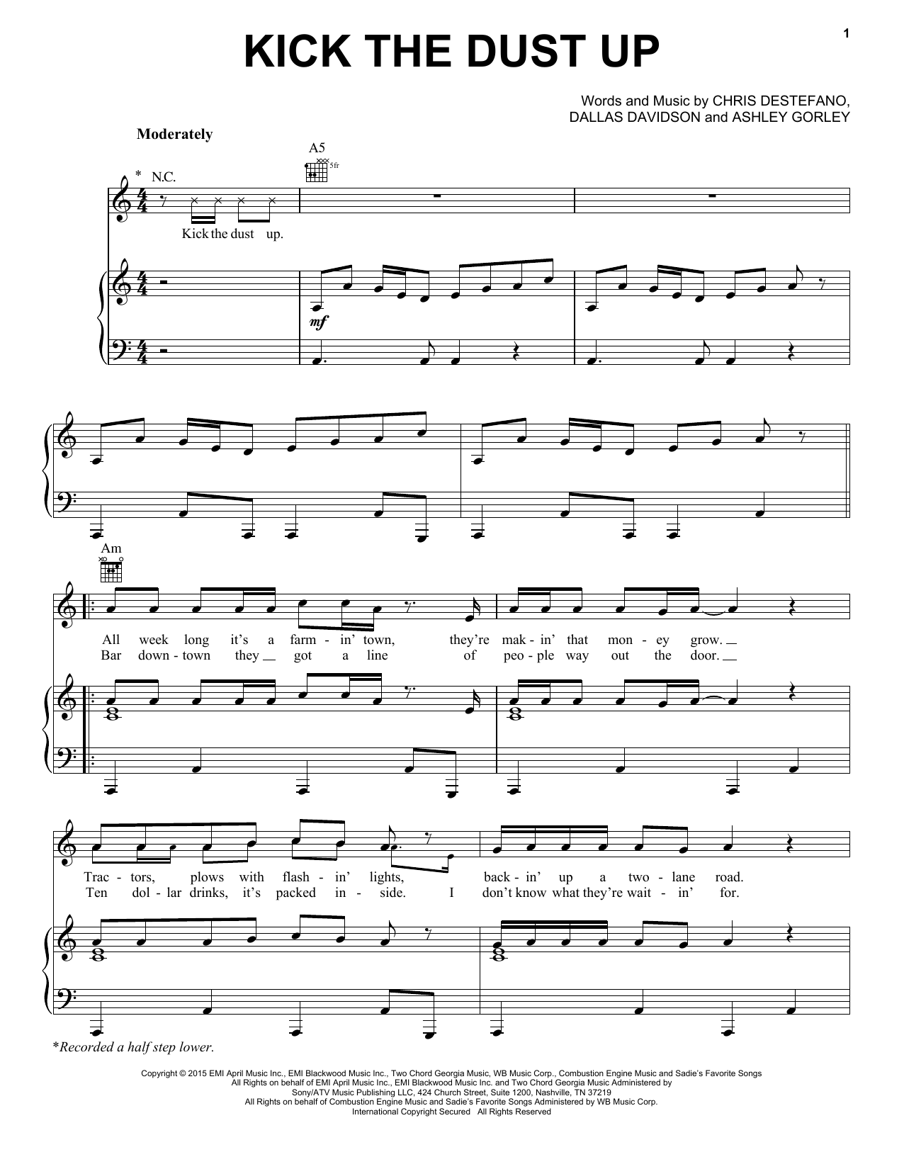 Luke Bryan Kick The Dust Up sheet music notes and chords arranged for Piano, Vocal & Guitar Chords (Right-Hand Melody)